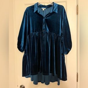 Umgee M turquoise velvet babydoll dress